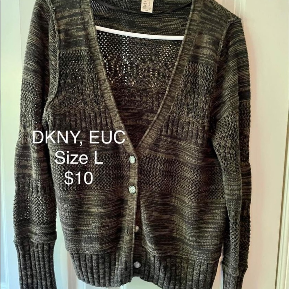 Olive green V-Neck cardigan sweater